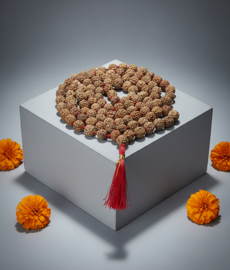 5 Mukhi Indonesian Rudraksha Jap Mala 8mm Natural & Lab Certified | Buy Online