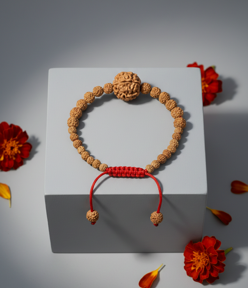 Original 5 Mukhi Nepali Rudraksha Multi Bead Mix Bracelet for Peace & Protection