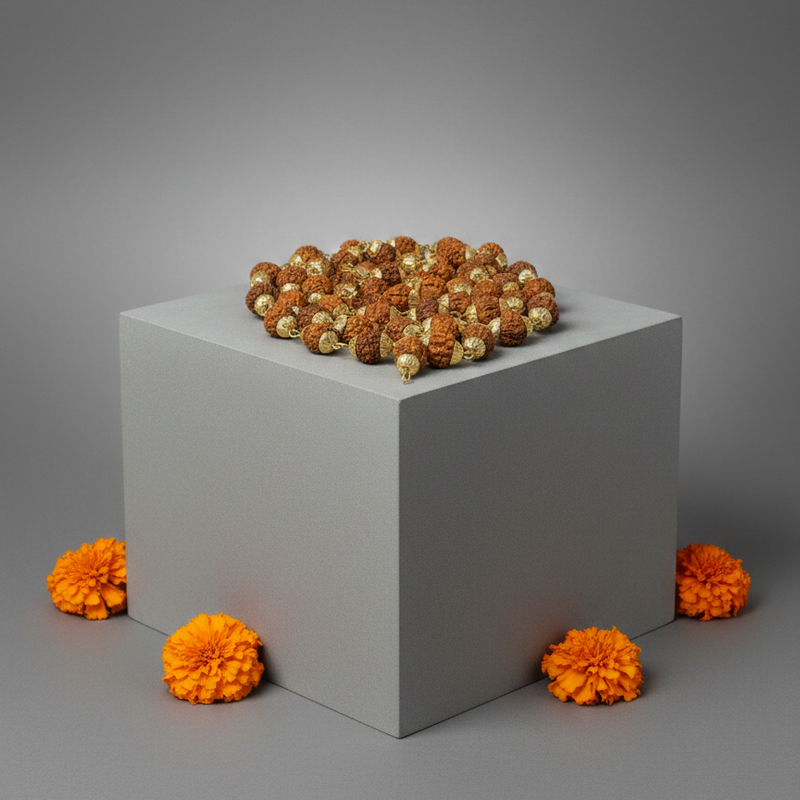 Gold Plated Rudraksha Mala Original & Lab Certified | Buy Online